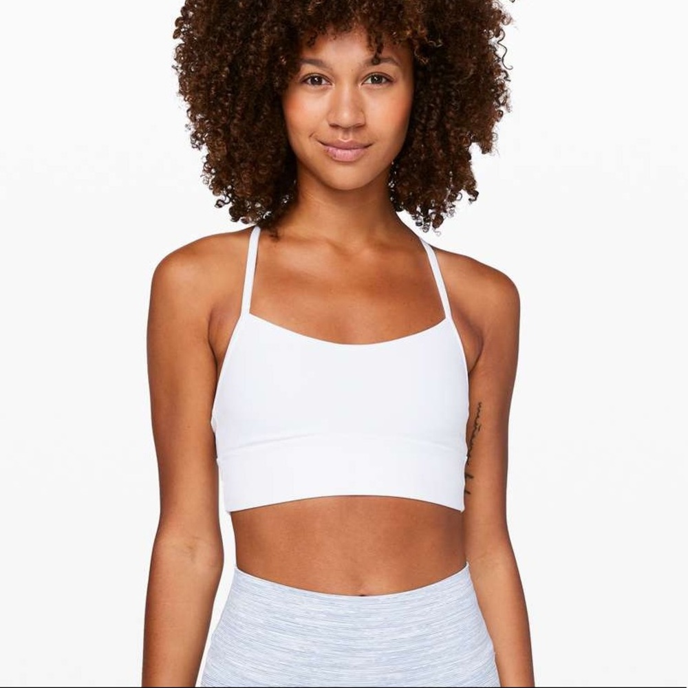 Lululemon Flow Y Long Line Bra Size 6 White